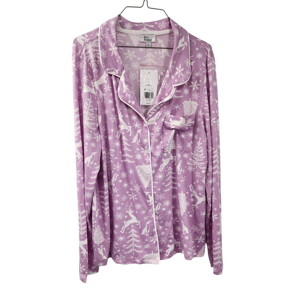 Kim Rogers Purple Christmas Winter Pajama Top Womens Size Large L